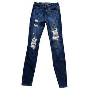 American Eagle Womens Jeans Super Super Stretch X Jegging Mid Rise Blue Size 6 L